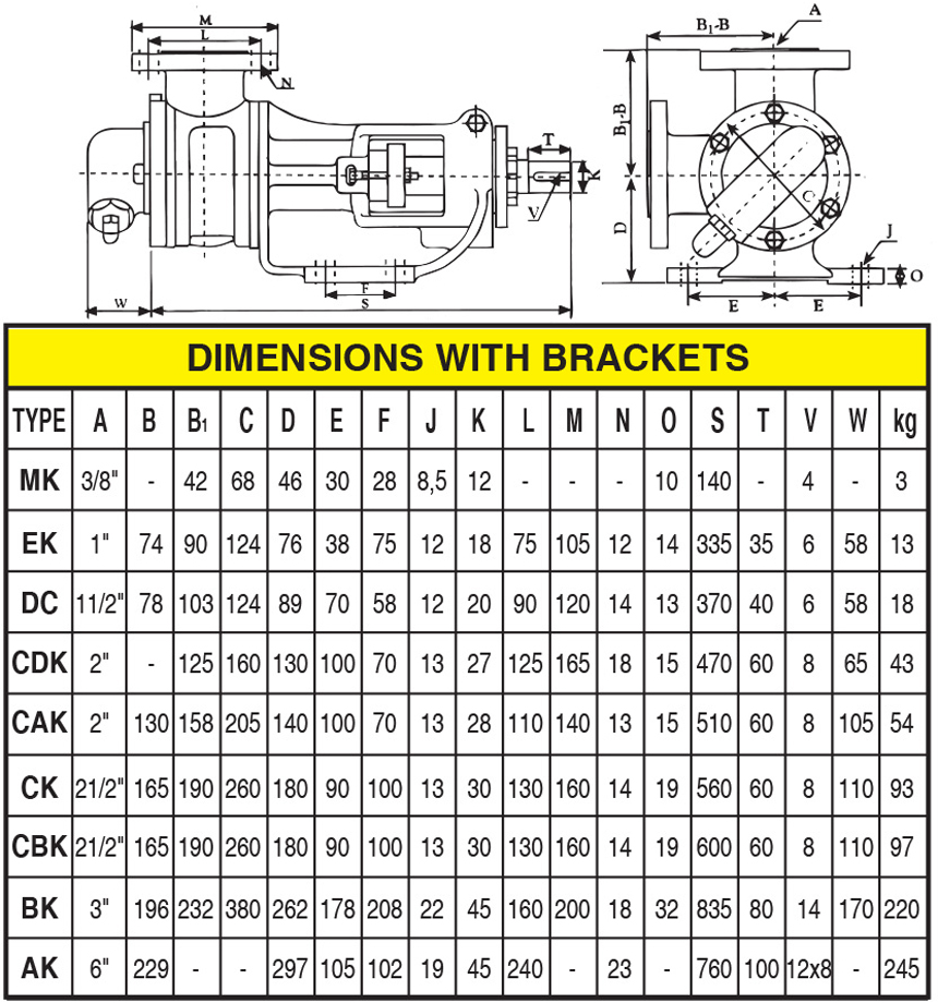 Dimensions Internal Pump With Bracket